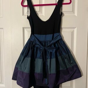 Topshop Black and Blue Colorblock Mini Dress